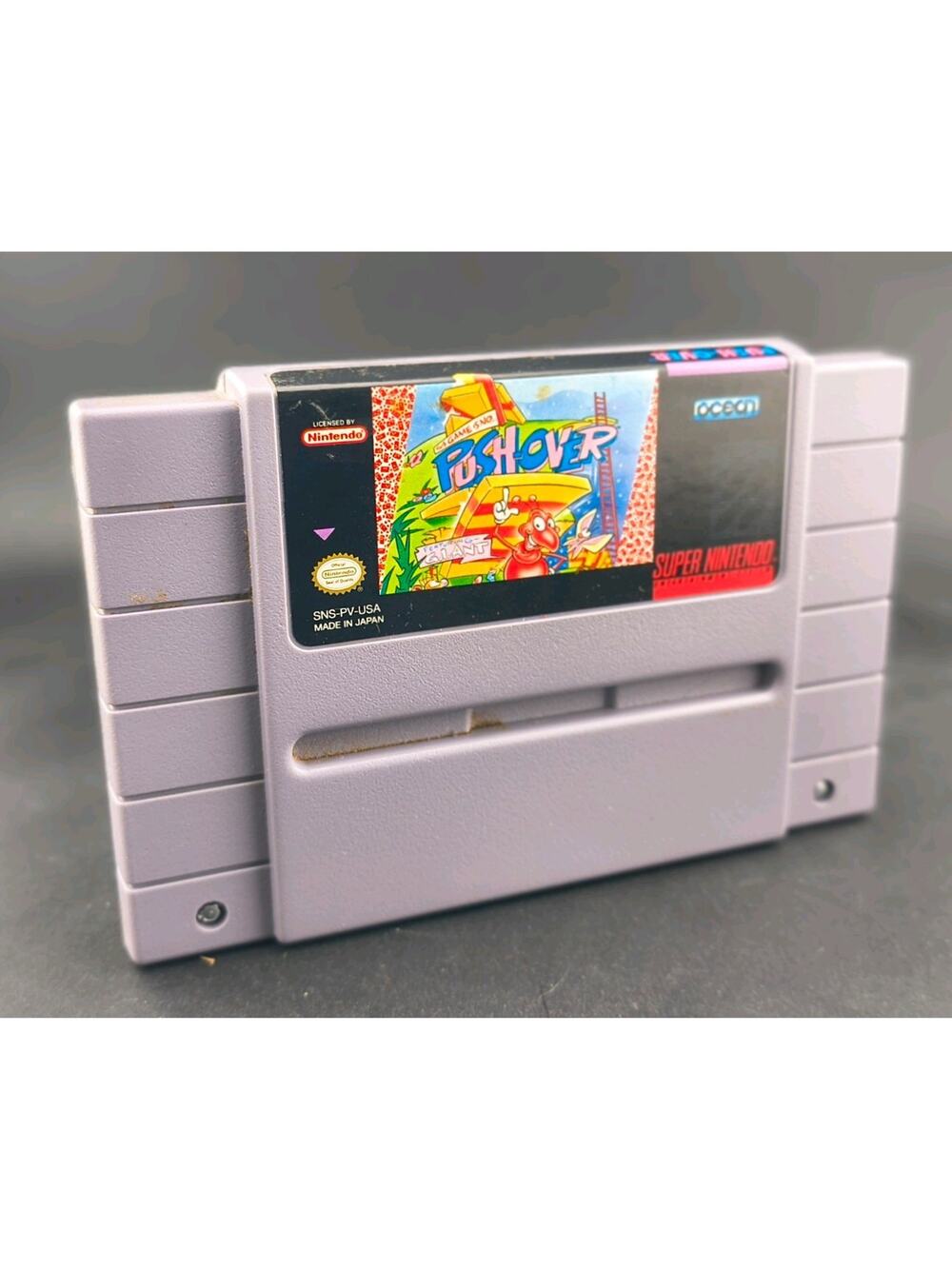 Push-Over Super Nintendo SNES Genuine Ocean Puzzle Game Cartridge Tested